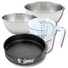 Image de Zenker 9373850 Set pâtisserie avec Moule à Manqué 26 cm à Charnière, avec Antiadhésif Teflon, 2 Bols à Mixer en Acier Inox 20,5 et 25 cm, Verre Mesureur Plastique 1 L, Spatule Silicone, Noir, Rose