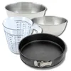 Image de Zenker 9373950 Set pâtisserie avec Moule à Manqué 28 cm à Charnière, avec Antiadhésif Teflon, 2 Bols à Mixer en Acier Inox 20,5 et 25 cm, Verre Mesureur Plastique 1 L, Spatule Silicone, Noir, Rose