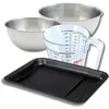 Image de Zenker 9376050 Set Pâtisserie Plaque de Four Extensible 35-52 Antiadhésif Teflon, Pizzas, Sablés, 2 Bols à Mixer en Acier Inox 20,5 et 25 cm, Verre Mesureur Plastique 1 L, Spatule Silicone, Noir