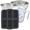 Image de Zenker 9377550 Set à Pâtisserie Moule à 6 Financiers 26 x 22 cm, Silicone Fibre de Verre, Gâteaux, Mini Cakes, 2 Bols Inox 20,5 et 25 cm, Verre Mesureur Plastique 1 L, Spatule, Noir