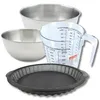 Image de Zenker 9377650 Set à Pâtisserie Moule à Tarte 25 cm, Silicone Fibre de Verre, Quiches, Flamiches, Flans, 2 Bols Inox 20,5 et 25 cm, Verre Mesureur Plastique 1 L, Spatule, Noir