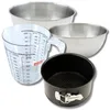 Image de Zenker 9380350 Set Moule à Panettone 18 cm en Acier Inoxydable, Antiadhésif Téflon, Layer Cakes, 2 Bols à Mixer Inox 20,5 et 25 cm, Verre Mesureur Plastique 1 L, Spatule Silicone, Noir