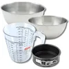 Image de Zenker 9380750 Set Mini Moule à Manqué 12 cm en Acier Inoxydable, Antiadhésif ILAG sans PFOA, 1 à 2 Personnes, 2 Bols à Mixer Inox 20,5 et 25 cm, Verre Mesureur Plastique 1 L, Spatule Silicone, Noir