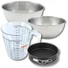 Image de Zenker 9380950 Set Mini Moule à Manqué 16 cm à Charnière, Acier Antiadhésif ILAG sans PFOA, Gâteaux Ronds, 2 Bols à Mixer Inox 20,5 et 25 cm, Verre Mesureur Plastique 1 L, Spatule Silicone, Noir