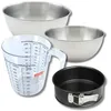 Image de Zenker 9381050 Set Mini Moule à Manqué 18 cm à Charnière, Acier Antiadhésif ILAG sans PFOA, Gâteaux Ronds, 2 Bols à Mixer Inox 20,5 et 25 cm, Verre Mesureur Plastique 1 L, Spatule Silicone, Noir