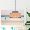 Image de COREP Suspension Mallorca, bleu pétrole/couleur naturelle, Ø 38 cm, tissu/raphia