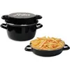 Image de Friteuse émail 26 cm avec panier et couvercle email - Noir