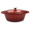 Image de Baumalu - Cocotte ovale avec couvercle à induction rouge - D.31 cm OS