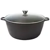 Image de Baumalu, Cocotte Mijoteuse Haute 32cm 10L en Fonte d'Aluminium Noir avec Couvercle en Verre, Revêtement Anti-Adhérent Whitford Xylan Plus, Compatible Tous Feux et Induction
