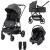 Image de BEBECONFORT BRUME Poussette 3 en 1 Assise transformable en nacelle + siège auto i-Size + habillage pluie 0- 22kg Mineral Graphite