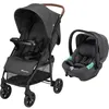 Image de BEBECONFORT MISTY DUO Poussette duo siège auto Gr0+ R129 grand panier0 à 4 ans0 à 22 kgadaptateurs Mineral Graphite