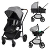 Image de BEBECONFORT HAZE Poussette 3 en 1 Assise transformable en nacelle + siège auto i-Size + habillage pluie 0-22kg Tinted Gray
