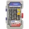 Image de Tivoly 100 forets métaux HSS taillés meulés pointe en croix Ø 1 à 13mm