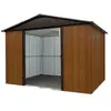 Image de Abri de jardin Yardmaster WGY en métal coloris marron et imitation bois ép.0,3 mm surface extérieure 12 m²
