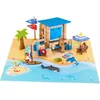 Image de Journée à la Plage 120 Pièces - JEUJURA - Jeu de Construction en Bois Naturel Tapis et Accessoires Inclus 32x27x11 cm
