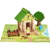 Image de La Cabane du Jardinier 60 Pièces - JEUJURA - Jeu de Construction en Bois Naturel Tapis et Accessoires Inclus 22x185x85 cm