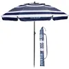 Image de Isotoner Parasol de plage, ultra résistant, structure anti vent, léger réglable en hauteur et inclinaison et anti uv upf50+, 160 cm rayure mixte marine