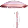 Image de Isotoner Parasol de plage ultra résistant, structure anti vent, de jardin, ultra résistant, structure anti vent, léger réglable en hauteur et inclinaison et anti uv upf50+, 160 cm rayure saumon