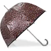 Image de Isotoner Parapluie canne, cloche transparente, résistance au vent, pvc/léopard beige
