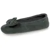 Image de Isotoner Chaussons pantoufles Ballerines femme ultra confortables, semelle en cuir, détail grand noeud, 41/42 EU, sauge