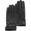 Image de Isotoner Gants homme tactiles en cuir de chèvre pleine fleur - doublés polaire, 8.5=M, noir