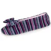 Image de Isotoner Chaussons pantoufles Ballerines femme ultra confortables, en coton biologique et semelle en cuir, détail grand noeud, 39/40, rayuresbleues