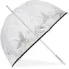Image de Isotoner Parapluie canne, cloche transparente, résistance au vent, pvc/héron cendré