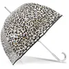 Image de Isotoner Parapluie canne, cloche transparente, résistance au vent, manuelle, pvc/léopard noir