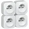 Image de Lot de 4 prises de courant saillie avec terre Profil Eco complet-blanc