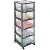 Image de SUNDIS Tag Tower XL, tour de rangement plastique, 5 grands tiroirs, roues, Gris