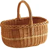 Image de AUBRY GASPARD - Panier à Provisions Osier Lucette - Ovale Bicolore Beige et Caramel - Rebords Tressés - 40x30x22 cm - Poids 0,50 kg - Idéal Courses et Pique-Niques