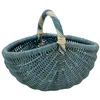 Image de Panier rotin bleu et poelet d40x32