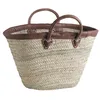 Image de AUBRY GASPARD - Panier de Marché Palmier et Cuir - Longueur 60 cm - Coloris Naturel Marron - Anses en Cuir - Fabrication Artisanale - Léger et Résistant - Idéal pour Courses et Loisirs