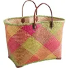 Image de AUBRY GASPARD - Panier en palmier - avec 2 anses simili cuir - 50x28x36 cm - couleur aléatoire