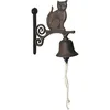 Image de AUBRY GASPARD - Cloche Jardin Chat Fonte 17x8.5x21 cm - Avec Corde Suspension - Décoration Extérieure Élégante Robuste - Poids 1.38 kg - Idéale Portail Terrasse