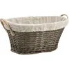 Image de AUBRY GASPARD - Panière à Linge Éclisse et Coton - Gris Beige - 23 cm Hauteur, 50 cm Longueur, 37 cm Profondeur - Doublure Amovible Rayée Beige et Blanche - 2 Anses Polyuréthane - Artisanale