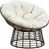 Image de AUBRY GASPARD - Fauteuil Papasan Polyrésine Acier - Ecru & Chocolat - Coussin Ouate Polyester, Tissu Imperméabilisé - Ø 112 cm, H 91 cm - Montage Facile - Design Moderne Confort Optimal
