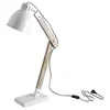 Image de AUBRY GASPARD - Lampe Bureau Métal Blanc Bois - Hauteur 60 cm - Câble 140 cm - Ampoule E27 (Non fournie) - Base 20 x 12.5 cm - Interrupteur - 220-240V - Idéale Bureau Salon