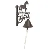 Image de AUBRY GASPARD - Cloche Ancienne Cheval Fonte - Marron Vieilli - 20 x 10 x 28 cm - À Fixer au Mur - Poids 1,6 kg - Décoration Extérieure Rustique - Livré en Kit avec Corde Résistante