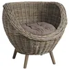 Image de AUBRY GASPARD - Fauteuil Oeuf Poelet Gris - Pieds Acajou - Coussin Mousse Polyéther - Tissu 100% Coton - 83 x 72 x 75 cm - Hauteur Assise 44 cm - Design Élégant Salon Moderne