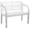 Image de AUBRY GASPARD - Banc 2 Places Acajou Blanc Antique - L 100 cm x l 52 cm x H 87 cm - Hauteur Assise 46 cm - Intérieur/Véranda - Kit - Vintage Élégant pour Salon/Jardin d'hiver