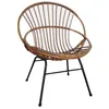 Image de AUBRY GASPARD - Fauteuil Rotin Laqué Structure Métal - Design Épuré Moderne - 60 x 60 x 80 cm - Hauteur Assise 42 cm - Livré Monté - Idéal Salon, Chambre, Bureau - Confort Durabilité