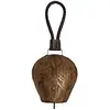 Image de AUBRY GASPARD - Cloche Edelweiss en Métal Cuivré - Détails en Cuir - Dimensions 20 x 8 x 40 cm - Poids 0.64 kg - Élégant Accessoire de Décoration - Idéal pour Ambiance Montagnarde et Authentique
