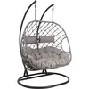 Image de AUBRY GASPARD - Fauteuil Double Suspendu Polyrésine - Acier Polyester Imperméabilisé - 133 x 106 x 186 cm - Réglable en Hauteur - Confort Élégant Jardin Terrasse