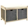 Image de AUBRY GASPARD - Banc en Paulownia Naturel et Teinté Noir avec 2 Tiroirs - Dimensions 64 x 34 x 42 cm - Livré Monté - Coussin en Mousse Polyester Inclus - Idéal pour Salon ou Entrée - Poids 6.4 kg
