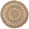 Image de AUBRY GASPARD - Tapis Rond en Jonc Naturel Bohème - Motifs Ajourés - Ø 120 cm - 1.70 kg - Style Bohème Chic - Entretien Facile - Idéal pour Intérieur et Touche Naturelle Élégante