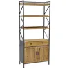 Image de AUBRY GASPARD - Étagère en Pin et Métal - 2 Tiroirs - 4 Niveaux - Dimensions 87 x 40 x 192 cm - Moderne et Industrielle - Parfaite pour Rangement Salon - À Monter - Solide - Design Élégant