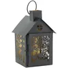 Image de Aubry Gaspard - Lanterne en Métal Laqué Noir - Intérieur Doré - Décor Ajouré Arbres et Cerfs - Dimensions 15 x 14 x 22 cm - Maisonnette Photophore avec Porte pour Bougie - Poids 0.50 kg