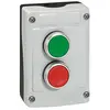 Image de Boîte à bouton équipée Osmoz avec 2 boutons à impulsion vert et rouge - avec couvercle gris