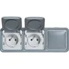 Image de LEGRAND Prises de courant 2x2P+T avec obturateurs horizontaux Plexo gris